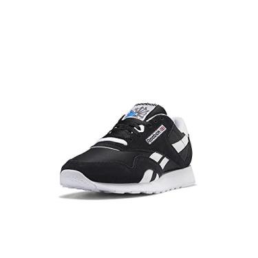 Imagem de Reebok Tênis masculino clássico de nylon, Preto/Preto/Branco, 3.5