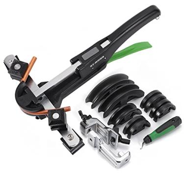 Imagem de Antstone Kit de dobrador de tubos com curva reversa 1/10.2 cm-7/20.3 cm HVAC Ratchet Copper Pipe Bender Tool Set 90° Bend com 7 matrizes para reparo de ar condicionado de geladeira