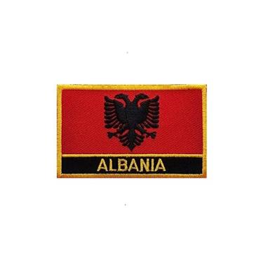 Imagem de Ruoming 1 PÇ Patch de bandeira da Albânia bordado com ferro ou costurado, tático, militar, nacional da Albânia (Albânia)