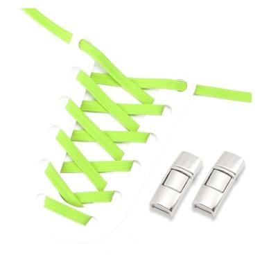 Imagem de No Tie Shoe Laces Men And Women Sneakers Metal Lock Lazy People Shoelace Elastic Shoelaces Shoe Accessories(Fluorescent green)