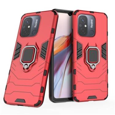 Imagem de Capa Protetora Magnética Anti-quedas para Xiaomi Mi Poco C55, Redmi 12C, Redmi 11A, Suporte Giratório + Proteção Militar (Vermelho)