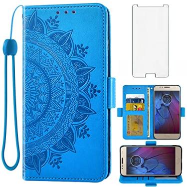 Imagem de Asuwish Capa tipo carteira compatível com Moto G5S 5.2, protetor de tela de vidro temperado, porta-cartões de crédito, acessórios para bolsa de pulso, suporte para celular para Motorola 5S MotoG5S