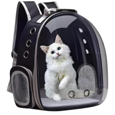 Imagem de Mochila De Transporte Para Pets Cachorros E Gatos Com Ventilação Transparente E Visão Panorâmica Bolsa Astronauta Passeio Animal De Estimação Portátil (Preto)