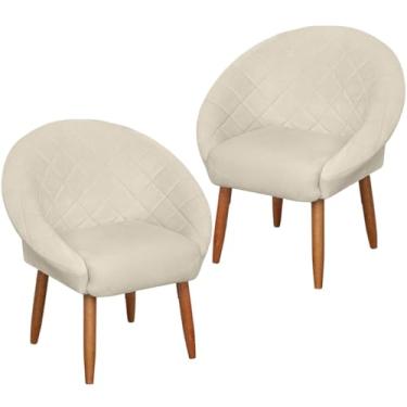 Imagem de 02 Poltronas para Sala de Estar Resistente Sala de Espera Decorativa MOBLAN decor (BEGE)