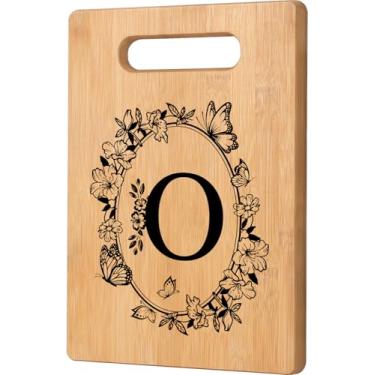 Imagem de Tábua de corte com monograma, presente de casamento personalizado para casais recém-casados, melhores presentes iniciais para aniversário, chá de panela, aniversário, noivado, Natal (Letra O)