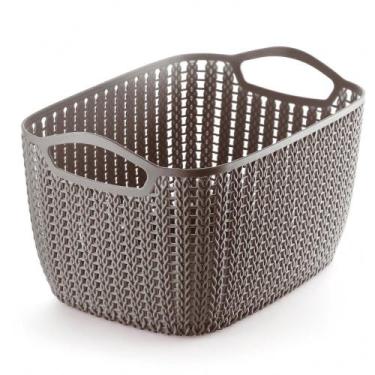 Imagem de Cesto Plástico Organizador Trançado Largo Extra Grande Marrom Ordene