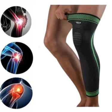 Imagem de Par Joelheira Compressão Ortopédica Amortecedor Meia Longa Dores Artic