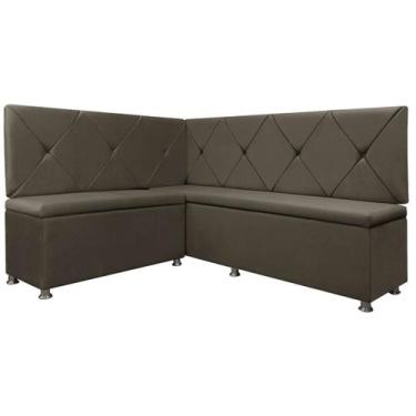 Imagem de Kit Canto Alemão para Casa Cozinha 1,25x1,60m Veludo Marrom SOFA STORE