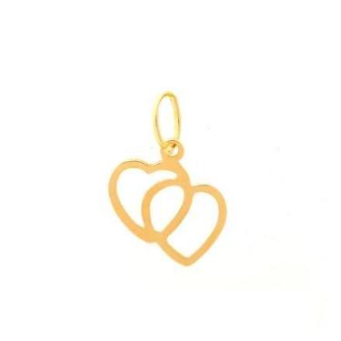 Imagem de Pingente de ouro 18k Coração Duplo Vazado - Elegancy Joias