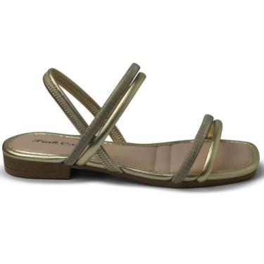 Imagem de Sandália Rasteira Infantil Pink Cats Feminina V4215, 31, Dourado