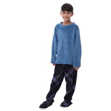 Imagem de Conjunto De Dormir De Frio Victory Soft Infantil Liso Menino, 6, Azul,
