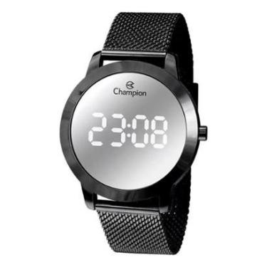 Imagem de Relógio Digital LED Champion  A Prova D'água  Preto Espelhado Redondo-Unissex