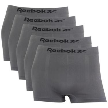 Imagem de Kit 5 Cuecas Masculina Boxer Reebok Premium Elastano Lisa, Cinza, G