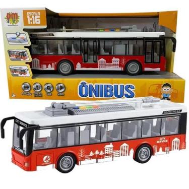 Imagem de Carro Fricção Ônibus com Luz e Som Vermelho DM Toys