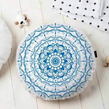 Imagem de Almofada Redonda Estampada Mandala 45x45cm Provence Azul - FASTLAR