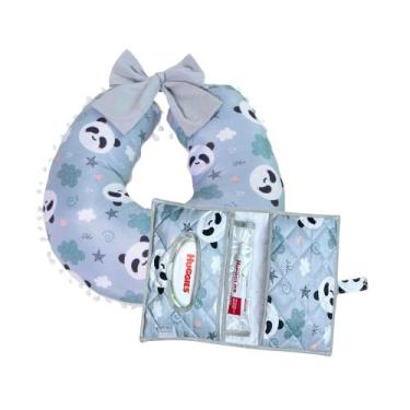 Imagem de Kit Almofada Amamentação com Porta Fralda Bebê Menina Menino - Maria's