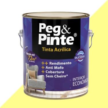 Imagem de Tinta Acrílica para Parede Peg e Pinte 3,6L Eucatex, Amarelo Canário
