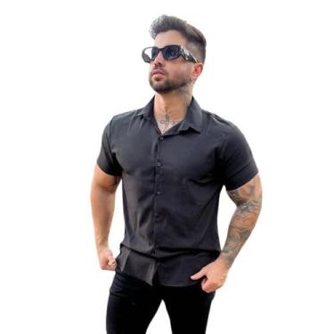 Imagem de Camisa Social Branca Lisa Masculina Manga Curta Slim Fit - Volgue, Pre