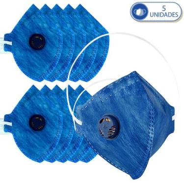 Imagem de 05 Máscaras Descartáveis com Válvula Respiratória Para Proteção Delta 