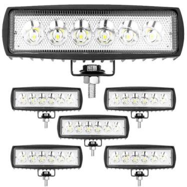 Imagem de Kit 5 Farol Milha 6 Leds 18w 12v/24v Retangular Universal Caminhão Car