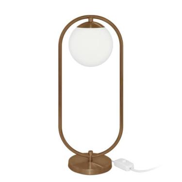 Imagem de Abajur Luminaria de Mesa de Luxo Moderna Aro Orby Cobre - MARRYLUZ
