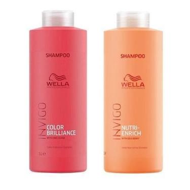 Imagem de Kit Wella Shampoo Enrich + Shampoo Brilliance de 1 Litro - Wella Profe