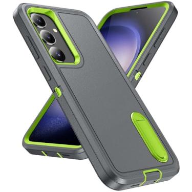 Imagem de Fucozan Capa para Galaxy S24 Plus para Galaxy S24 Plus com suporte, capa protetora de grau militar de silicone à prova de choque para Samsung Galaxy S24 Plus (cinza + verde)