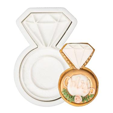 Imagem de Flycalf Cortadores de biscoito de casamento com carimbos de êmbolo formas de anel PLA acessórios de cozimento de férias moldes para crianças decoração festa 4 polegadas suprimentos de cozinha