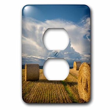 Imagem de 3D Rose LSP_228082_6 Luz solar noturna em fardos de feno perto de inverness, Highlands, Escócia Capa de tomada com 2 plugues