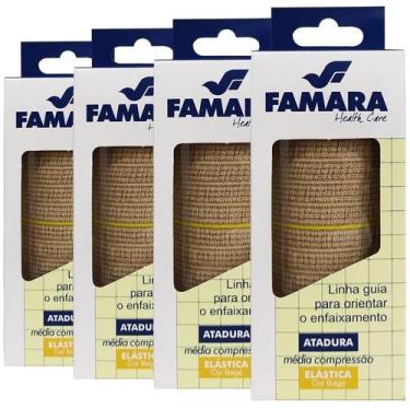 Imagem de Atadura Elástica Média Compressão 10Cm X 1,30M Bege 4Un - Famara