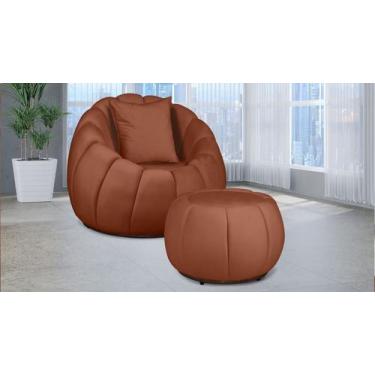 Imagem de Kit Poltrona C/ Puff + Almofada Concha Veludo Terracota - LM DECOR
