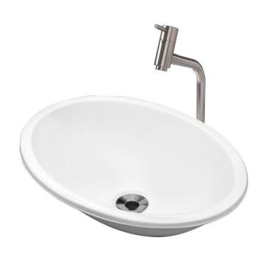 Imagem de Cuba Pia Banheiro Sophia Torneira DL08 Valvula ABS Branco - Loja DoceL