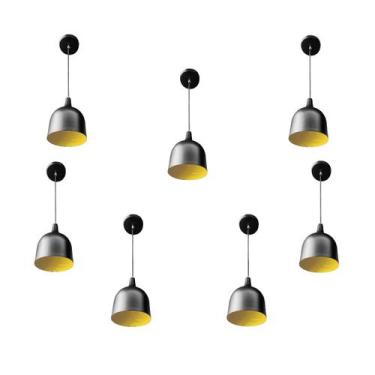 Imagem de Kit 7 Luminária Pendente Gota Com Interior Amarelo Com Fiação 110/220v