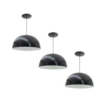 Imagem de Kit 3 Luminária Pendente Meia Lua 24cm Com Interior Branco Brilho Fiaç