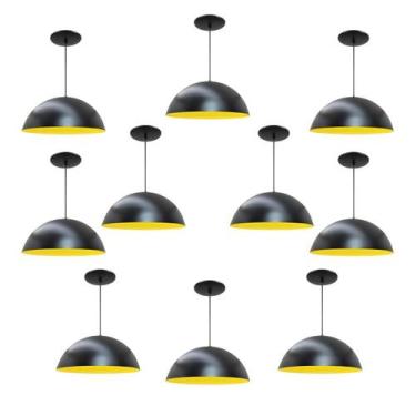 Imagem de Kit 10 Luminária Pendente Meia Lua 50cm Interior Amarelo Com Fiação 11