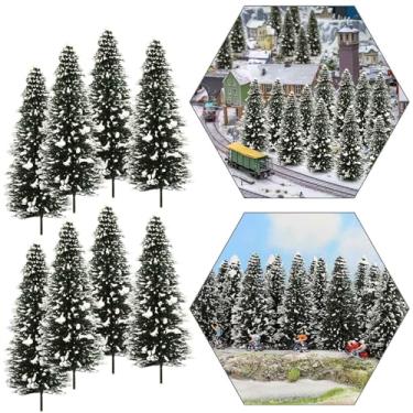 Imagem de Evemodel Modelo de pinheiros cobertos de neve (100 mm) - 20 peças para Diorama Train Railway Winter Scenery Layout Escala HO OO