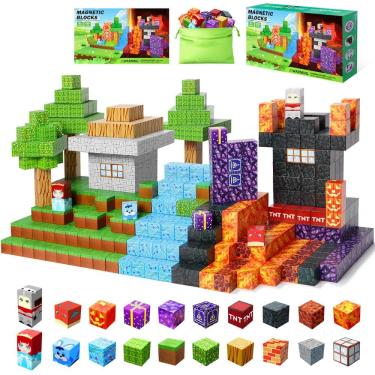 Imagem de Blocos de construção magnéticos NVDILO 100PCS - Jungle Theme 3+ Yea