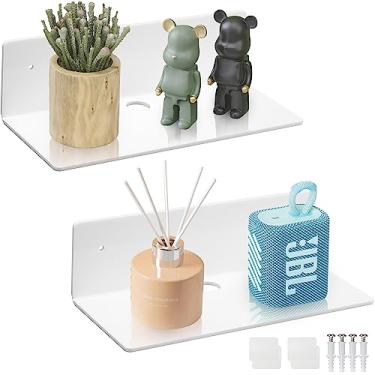 Imagem de Prateleiras de parede de acrílico para armazenamento, prateleira flutuante, prateleiras de exibição de acrílico, bordas para figuras pop, plantas, fotos para decoração de quarto, sala de estar