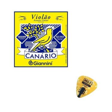 Imagem de Encordoamento para Violão Giannini Canário Aço GESWB + Palheta - Giann