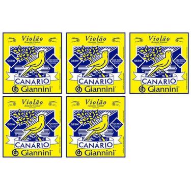 Imagem de Encordoamento de Violão Kit c/ 5 jogos GIANINNI p/ Violão Canário Aço 