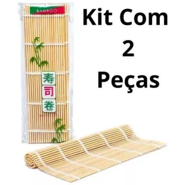 Imagem de Esteira para sushi Bambu sudare enrolar comida japonesa Oriental - 2 U