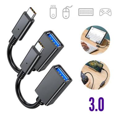 Imagem de 2 Cabo OTG Tipo-C Pendrive USB 3.0 Fêmea Celular Smartphone - Kit 2 Ca