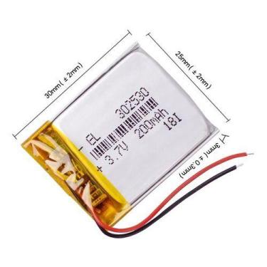 Imagem de 302530 Bateria 200 Mah 3,7 V 3mm X 25mm X 30mm 2 Fios - - KMIG