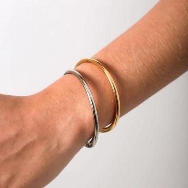 Imagem de Bracelete liso argola com abertura - Banhado á Ouro 18k - Mainardi Joi