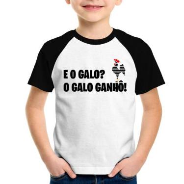 Imagem de Camiseta Raglan Infantil E o galo O galo ganhô! - Foca na Moda, Branco