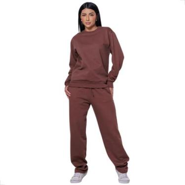 Imagem de Conjunto Moletom Feminino Blusa Lisa e Calça com 2 Bolsos - West Route