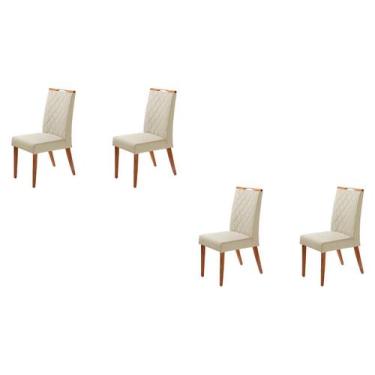 Imagem de Kit 4 Cadeiras Roma Anatômica - Linho Palha - Gran Decore