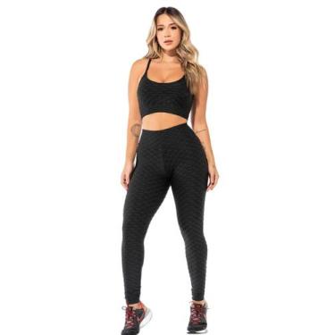 Imagem de Conjunto Fitness Feminino Bubble Preto WarFit, G