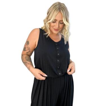Imagem de Macação Feminino Letícia - MISS MASY PLUS, Preto, 30001, XXG