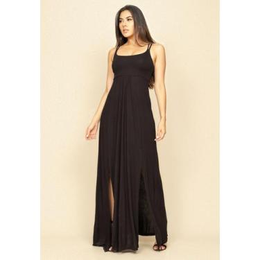 Imagem de Vestido Longo Jambo Malha Aberturas Preto - Amazonia Vital